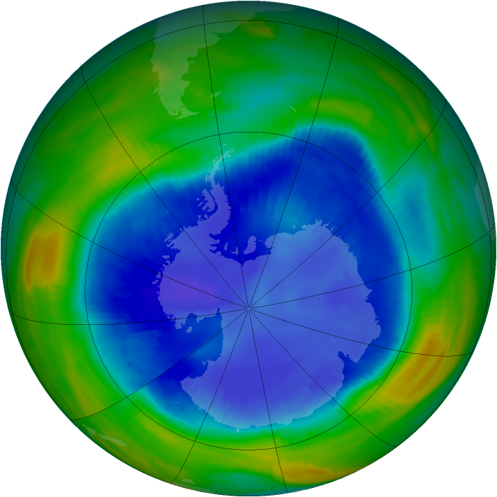 Antarctic ozone map for 27 August 1998